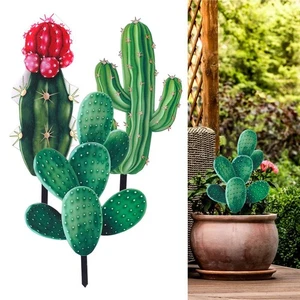 3 piezas Flores Artificiales Cactus Plantas Verdes Hogar Exterior Césped Patio Jardín Decoración - Imagen 1 de 12