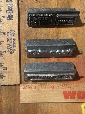 📦 Vintage Letter Press Lot (3) Metal Postal Stamps COD, Special Delivery, Rush - Image 1 of 4