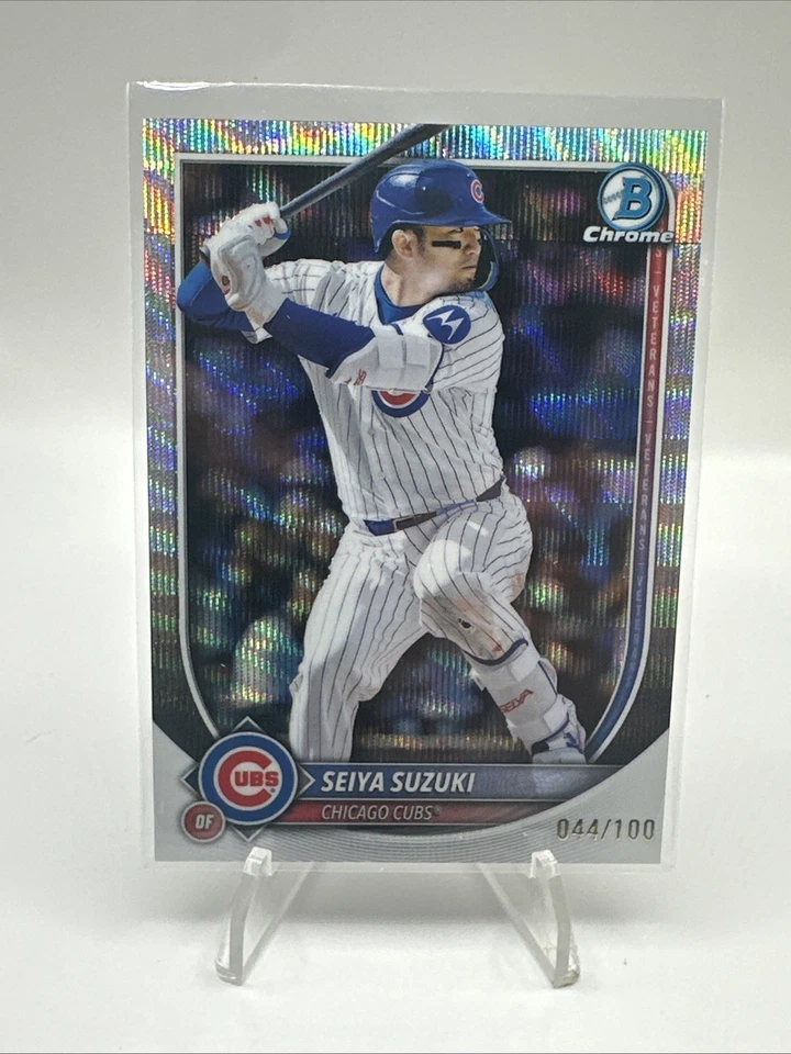 2023 Bowman Chrome Seiya Suzuki RC Wave Refractor /100 Cubs - Image 1 of 1
