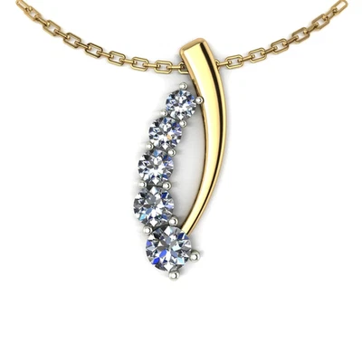 Women Pendant Necklace Round 1 Ct Lab Grown Diamond 18k Multi-Tone Gold GLI HRD - Image 1 of 4