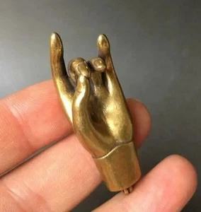 Chinesischer massiver Guanyin Buddha-Handanhänger aus reinem Messing - Bild 1 von 5