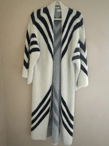 Anthro Sleeping on Snow Mod Chevron Kimono Cardigan Soft Cozy Cream Black - Picture 1 of 9