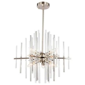 Woodbridge Lighting Spires 6-Light Metal Chandelier in Nickel/Plated Chrome - Picture 1 of 4