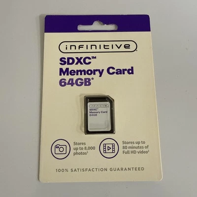 64 GB INFINITIVE SDXC Class 10 Flash Memory Card for NIKON CANON SDHC CAMERAS - Image 1 of 2