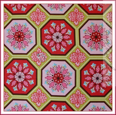 BonEful Fabric Cotton Quilt Green Pink Red Flower Damask Dot Cottage Print SCRAP - Image 1 of 4