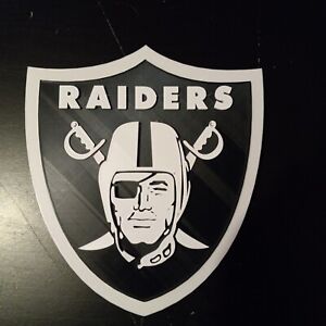 Panneau mural logo 3D imprimé en 3D Las Vegas Raiders NFL 8"×7" pouces noir et blanc 