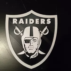 3D Printed Las Vegas Raiders NFL  3D Logo Wall Sign 8"×7" Inch Black & White  - Picture 1 of 7