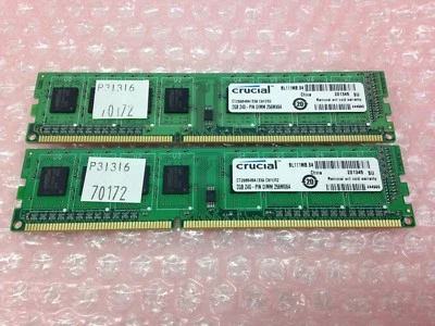 Crucial 4GB (2x2GB) 240-PINN DIMM 256MX64 DDR3 RAM CT25664BA1339.C8FER2 RAM - Image 1 of 4