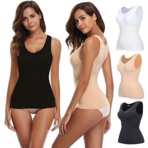 Chaleco modelador de cuerpo para mujer Camisetas sin mangas de compresión Adelgazante Cami Prendas moldeadoras Sin costuras - Imagen 1 de 16