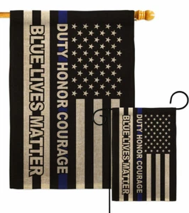 Bandera de jardín Honor azul arpillera viva primeros en responder patio de policía casa pancarta - Imagen 1 de 19