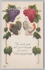 Thanksgiving ~ Raisins violets dinde noire et raisins rouges dinde blancs ~ Carte postale 1921