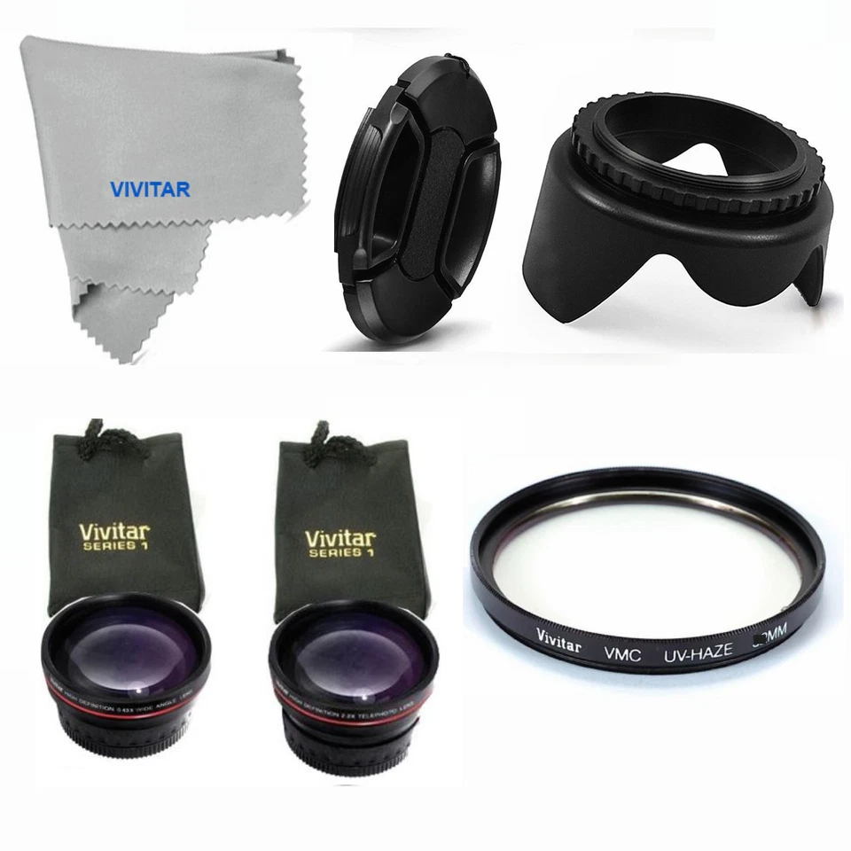 WIDE ANGLE+TELEPHOTO+MACRO +UV FILTER +LENS HOOD+LENS CAP+FOR SONY A600 NEX3 NX5 - Image 1 of 4