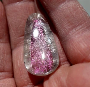 Pink Fire, Covellite included teardrop facet quartz crystal. Brazil. 39.05 carat - Picture 1 of 3