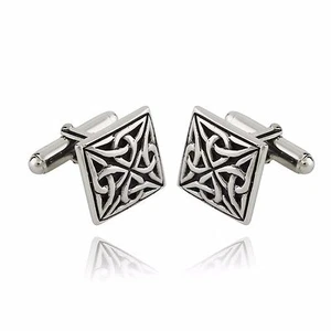 Sterling Silver Celtic Trinity Knot Triquetra Cuff Links - Toggle Closure - Picture 1 of 3