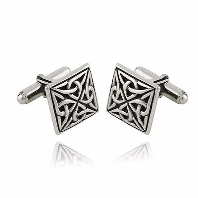 Sterling Silver Celtic Trinity Knot Triquetra Cuff Links - Toggle Closure - Image 1 of 3