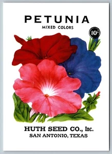 Petunia Mixed Colors Seed Packet Art Postcard Charming Reproduction New F13 - Picture 1 of 2