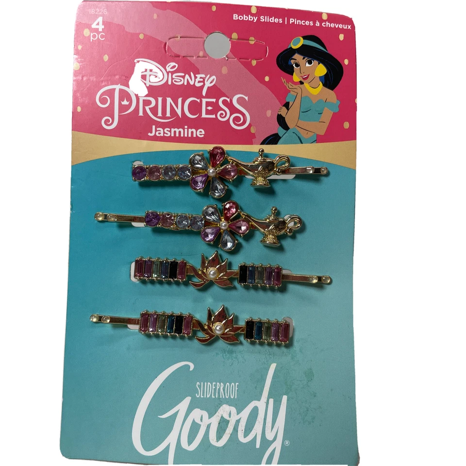 Disney Princesa Jazmín Deslizable Estrás Bobby Pins 4 unidades Todo Tipo de Cabello Foto 1 de 4