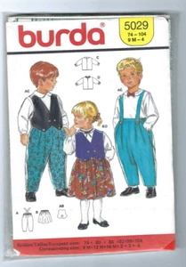 New Burda 5029 Toddler Childs Pants Vest Skirt Pattern 9M 12M 18M 2 3 & 4yrs FF - Picture 1 of 2