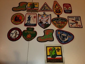 VINTAGE BOY SCOUT PATCHES CLOTH BACKING LOT OF 14 AND 1 DECAL - Picture 1 of 6