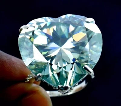 25 Ct Certified Treated Gorgeous Blue Diamond Heart Shape Ring In 925 Silver - Image 1 of 4