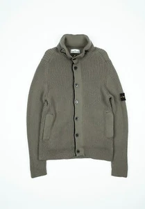 Stone Island Men Jacket heavy knit cardigan hidden hoodie Size XL - Picture 1 of 11