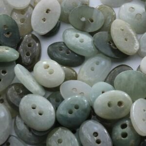 Jade Button Burmese Jadeite Untreated A Grade Oval Two Hole Stone Buttons 14x10