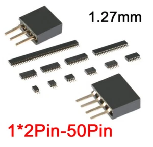 Single Row 2-50 Pin Header Socket Female 1.27mm Pitch Connector Strip Straight - Picture 1 of 22