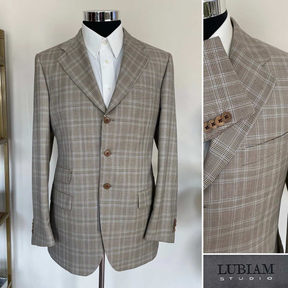 LUBIAM(ルビアム) Luigi Bianchi LUBIAM Suit 40L Light Tan with White stripes 2