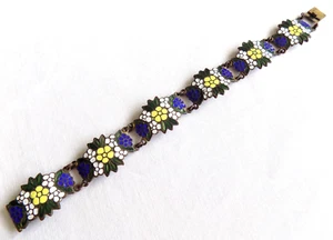 Beautiful Vintage Retro Enamel Flowers Costume Bracelet - Picture 1 of 4