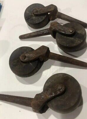 Antique Wood Furniture Wheel Casters Lot Of 4 LARGE SIZE 2  Diameter Heavy Duty • 22.95£