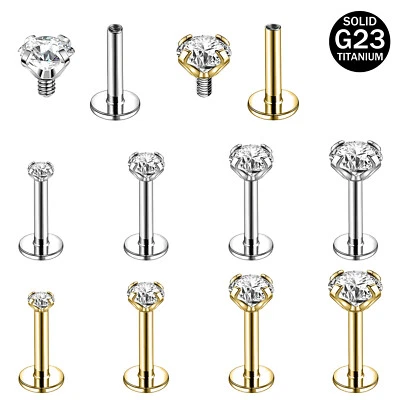 16G/18G Titanium Labret Lip Stud CZ Ear Helix Trguas Earring Medusa Lip Piercing - Image 1 of 4