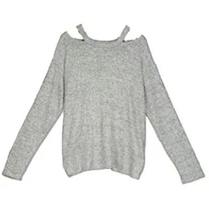 Aqua Girl's Cold Shoulder Long Sleeve Sweater, Gray, Size L, $44, NwT - Picture 1 of 7