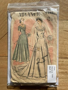 Vintage Advance Sewing Pattern (5341). 1949. Size 12. Bust 30. Wedding Dress. - Picture 1 of 3