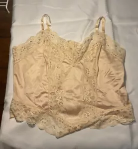 Vintage Henson Kickernick Camisole Gr. 38 Beige Nude Nylon Spitze USA - Bild 1 von 7