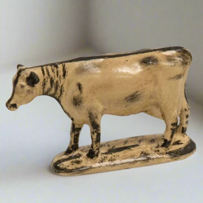 Primitive Country Reproduction Vintage Look 2.5" Small Resin Holstein Cow Figuri - Image 1 of 2