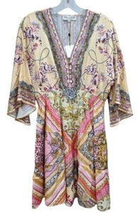Hale Bob Quincy Dress 100% Silk Abstract Floral Design Peach Size M NWT - Picture 1 of 8