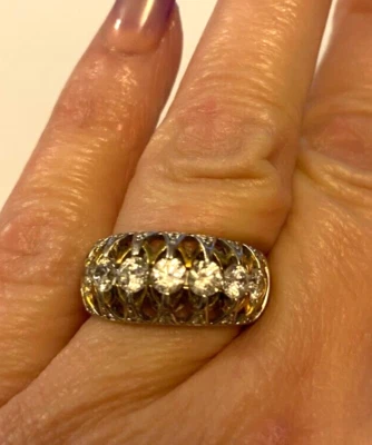 Verragio .925 Sterling Silver & gold  3 Rows 1.50 cts CZ Band SZ 7 - Image 1 of 4