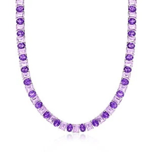 Ross-Simons 52.00 ct. t.w. Amethyst Necklace in Sterling Silver. 18 inches - Picture 1 of 4