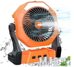 Portable Misting Fan 8-Inch Camping Rechargeable Battery Operated Fan Orange NIB - Picture 1 of 4