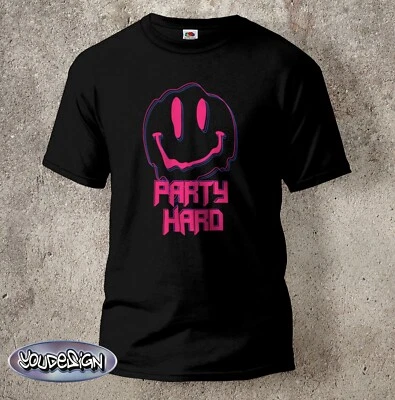 Maglietta Rave Smile Techno Psychedelica Goa Trance Festival DJ T-Shirt Festa Rigida - Immagine 1 di 2