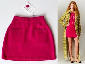 NWT CHANEL 22B FUCHSIA PINK WOOL SILK CASHMERE KNIT MINI SKIRT 34 - Picture 1 of 17