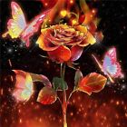 Peinture diamant 5D rouge rose étincelante motifs beaux papillons portrait de maison