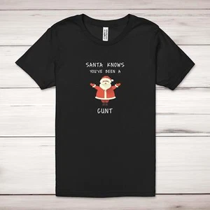 Santa Knows You've Been A C*nt Adult T-Shirt - Picture 1 of 13