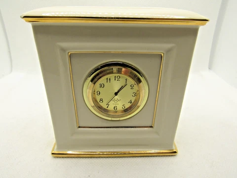 VTG Lenox Quartz Dimension Collection White Porcelain Gold Trim Eternal Clock Cover
