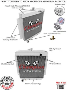 Champion 3 Row All Aluminum Alliant Radiator For 1954 - 56 Ford Fairlane - Bild 1 von 7