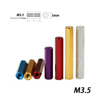 Distanzmuttern Aluminium Verbindungsmuttern Muffe Gewindehülsen Langmutter M3.5 - Bild 1 von 4