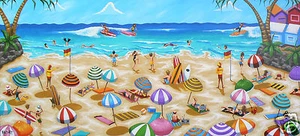 ART  BEACH LANDSCAPE PAINTING  PRINT andy baker canvas coa australia abstract - Picture 1 of 4