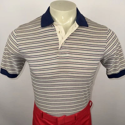 Vtg 70s 80s Lord Jeff Shirt Polo Striped Disco Skate Surf Thin Soft Mens Medium - Image 1 of 4