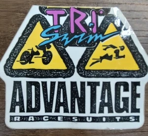 Tri Swim Advantage Racesuits Neon Purple Blue 80's Vintage STICKER E1 - Picture 1 of 2