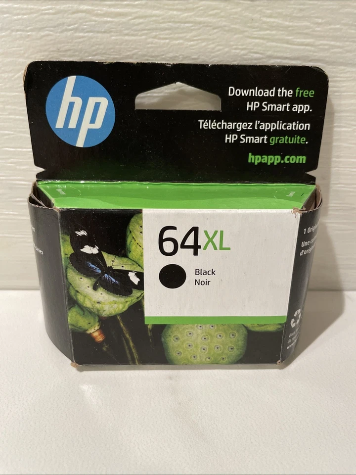 Genuine HP 64XL High Yield Black Ink Cartridge OEM Sealed Expiration 10/2023 - Image 1 of 4